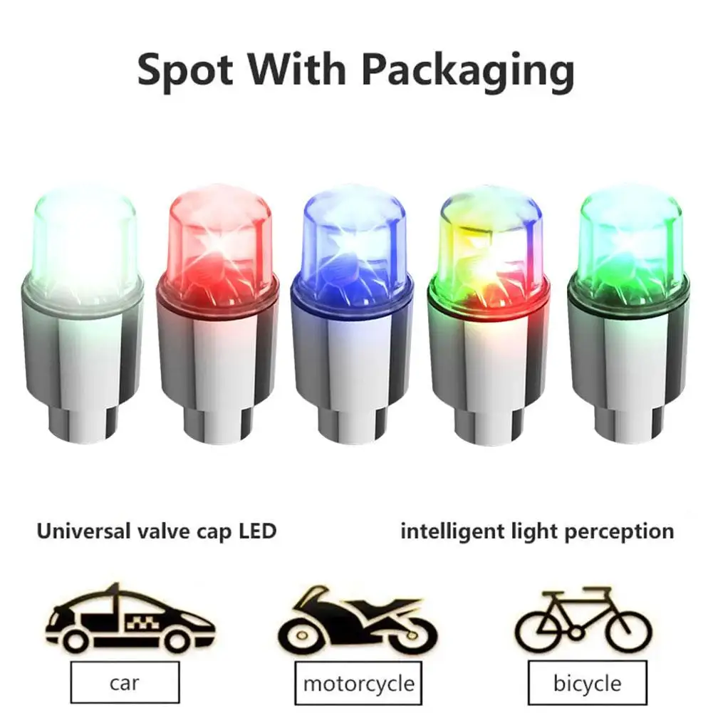 Tapas de válvula de neumático de coche, 2 piezas, LED, linterna de rueda de ciclismo, radios de cubo, lámpara de rueda, accesorios para neumáticos