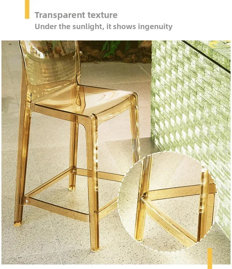 Clear Acrylic Modern Bar Stool Ergonomic Counter Height Chair Stylish Kitchen Island Seating for Home Furniture & Cafe Decor