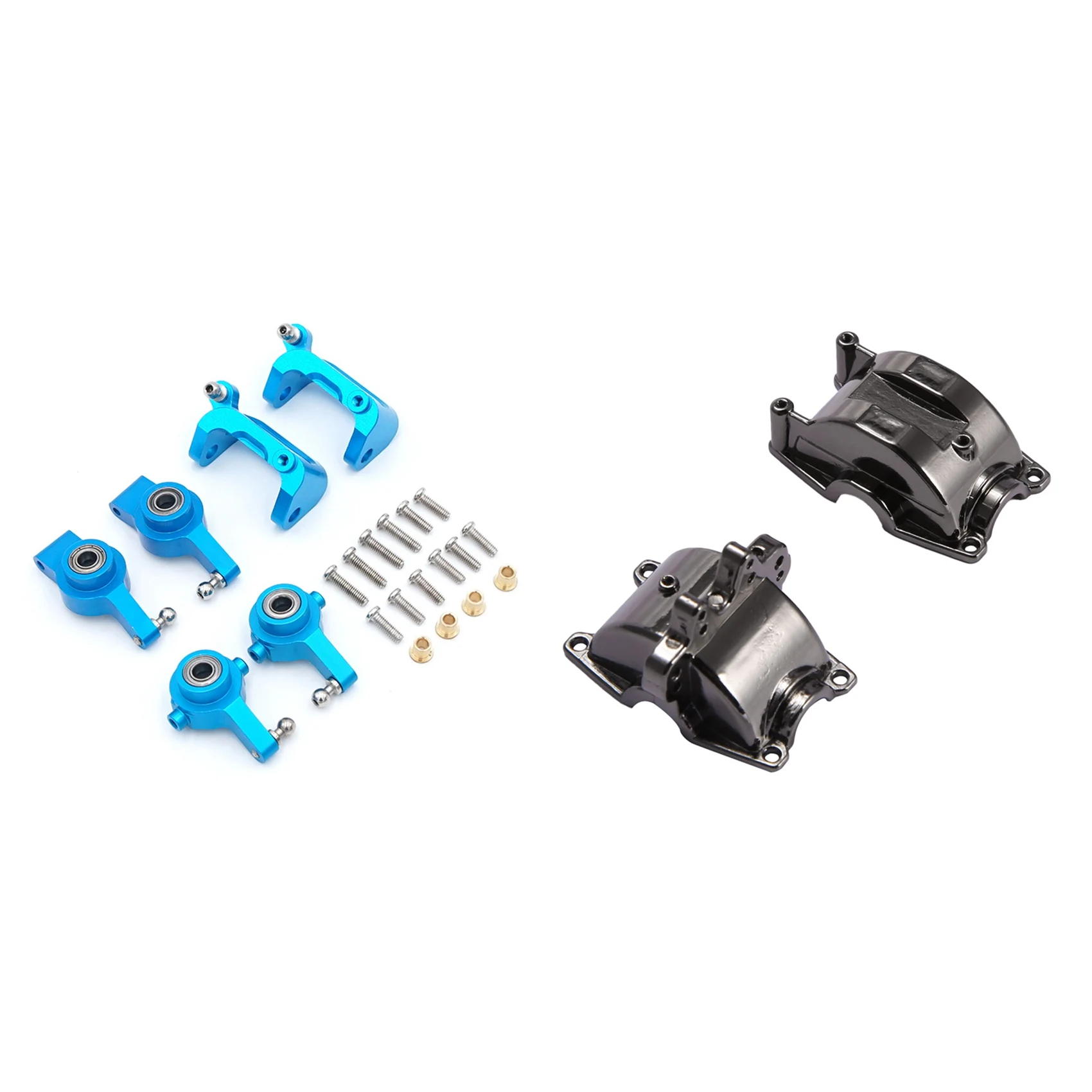 

LCLL-1Pcs Metal Differential Housing Gear Box & 1 Set Aluminum Front Rear Steering Hub Base C Carrier Knuckle Upgrade Kit