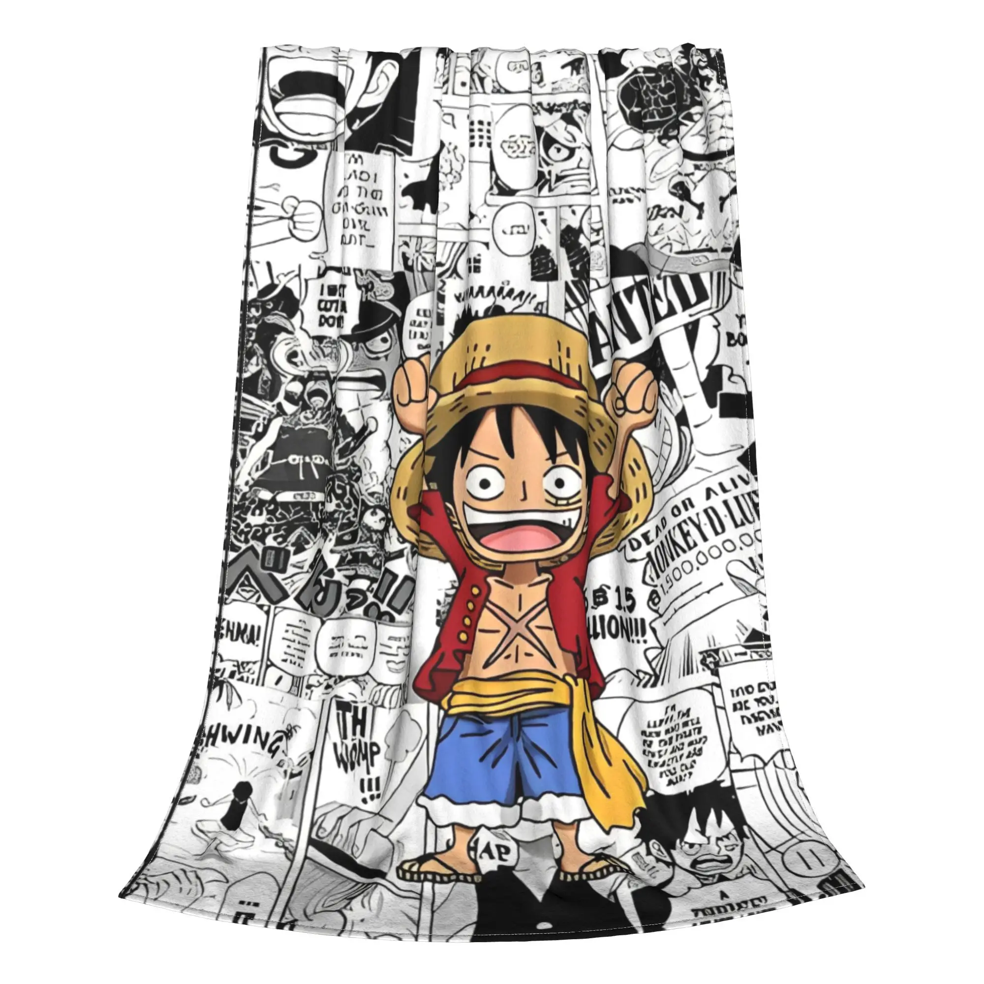 Super Soft Straw Hat Luffy One Piece  Throw Blanket Premium Fleece Flannel Lightweight  Bed Blanket Cozy Fluffy Blankets