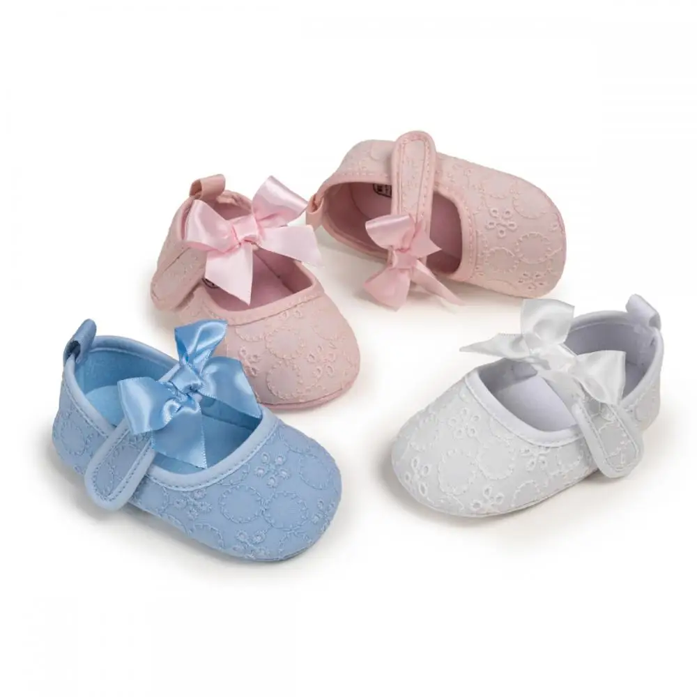 

New Newborn Baby Toddler Shoes Classic Color Matching Ribbon Bow Princess Shoes Baby Girl Anti-Slip Soft Sole Solid Color