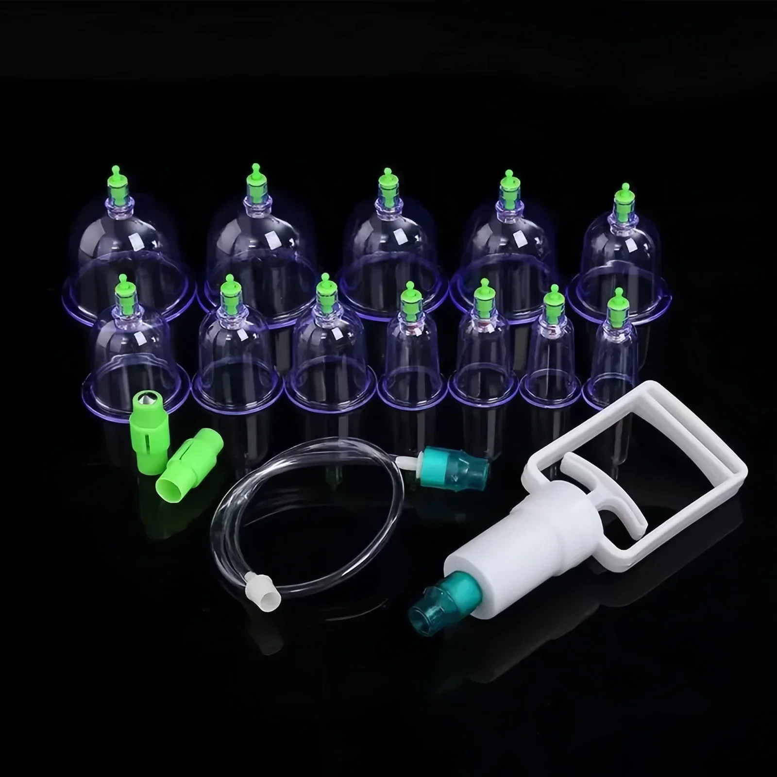 12Pcs Vacuum Cupping Sets with Pumping Gun Suction Cups Back Massage Body Cup Detox Anti Cellulite Cans Healthy Care Jars