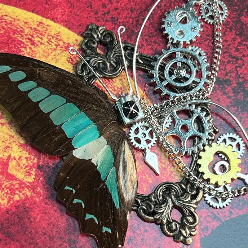 Steampunk Butterfly Frame DIY Kit Real Insect Specimen Mechanical Gear Wall Art Handmade Gothic Home