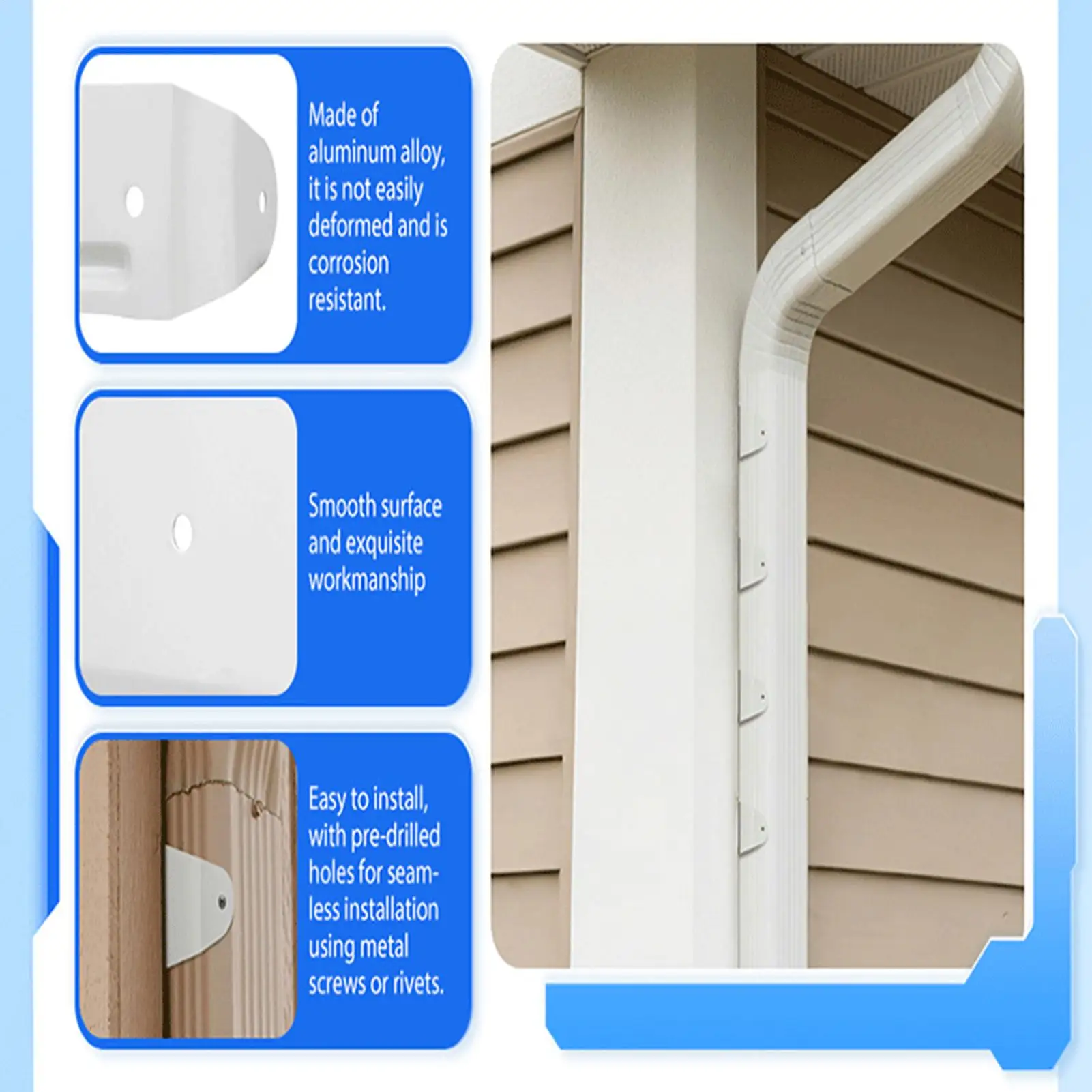 Downspout Holder Gutter Mount Clamp Holders House Wall Downspout Bracket For Home Outdoor Garden Garage Basement Apartment