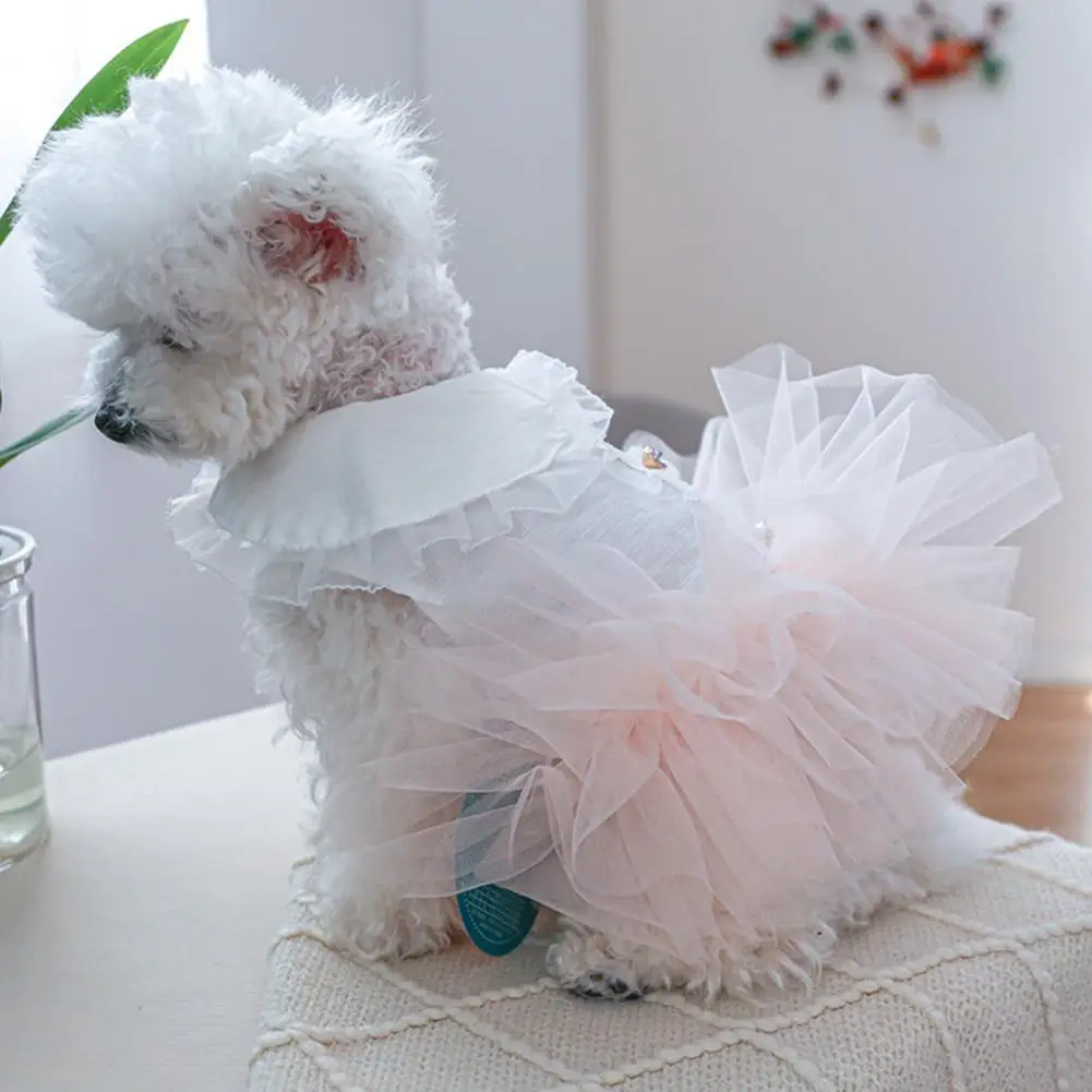 Pet Dress  Buttons Closure   Kitten Dress Pet Tulle Hem Wedding Dress