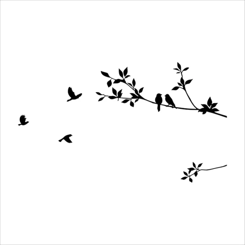 Bird Tree Branch Fashion Car Styling Vinyl Stickers Decals Black/Silver Car Decor 14.3cm*8.3cm