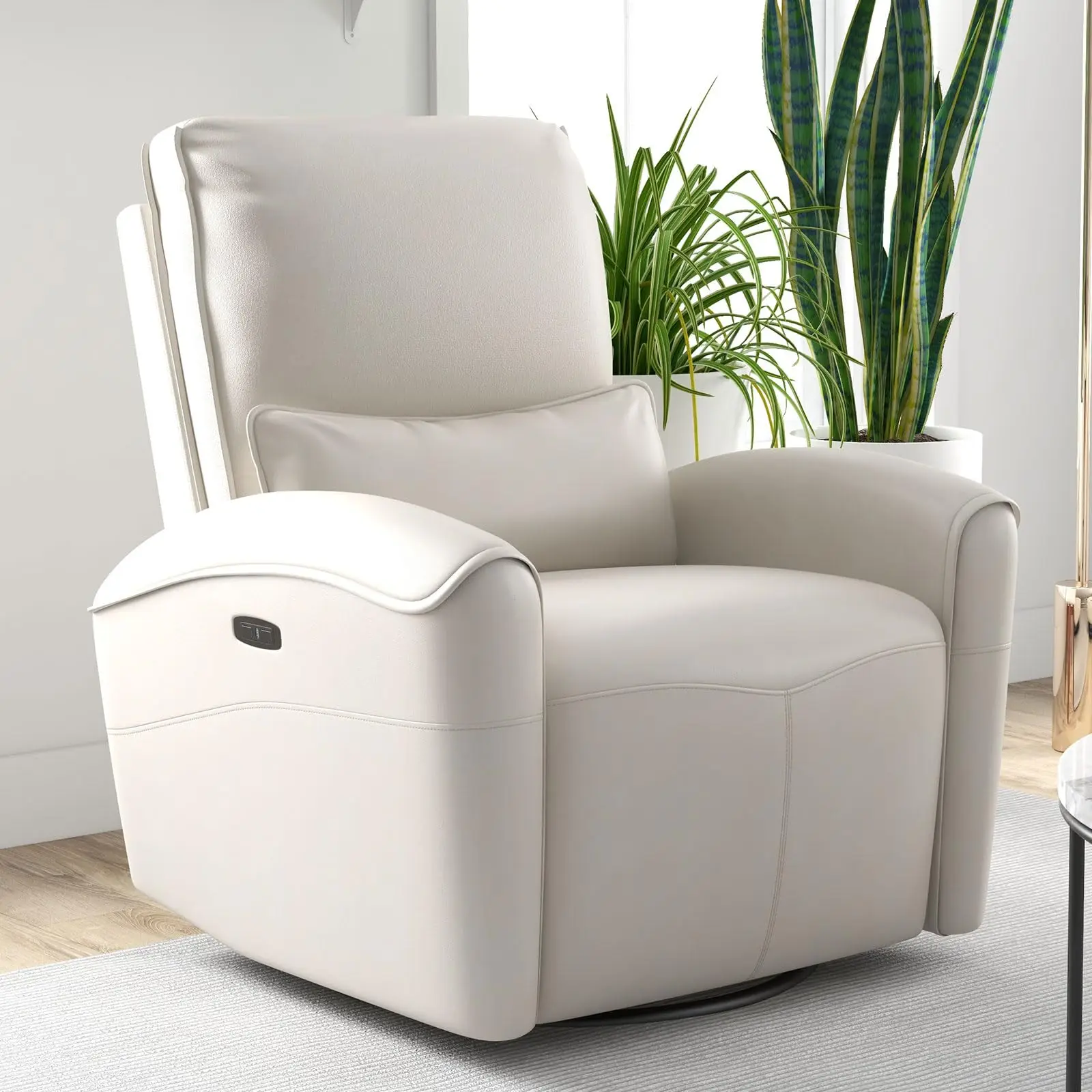 Power Swivel Rocker Recliner Chair with USB Port, 23.2