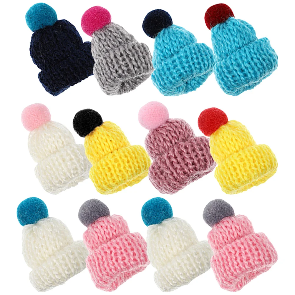 

20Pcs Soft Mini Woolen Hats Lovely Handmade Craft Decor for Xmas Party Favors Gift Ideas Delicate Tiny Hat Supplies