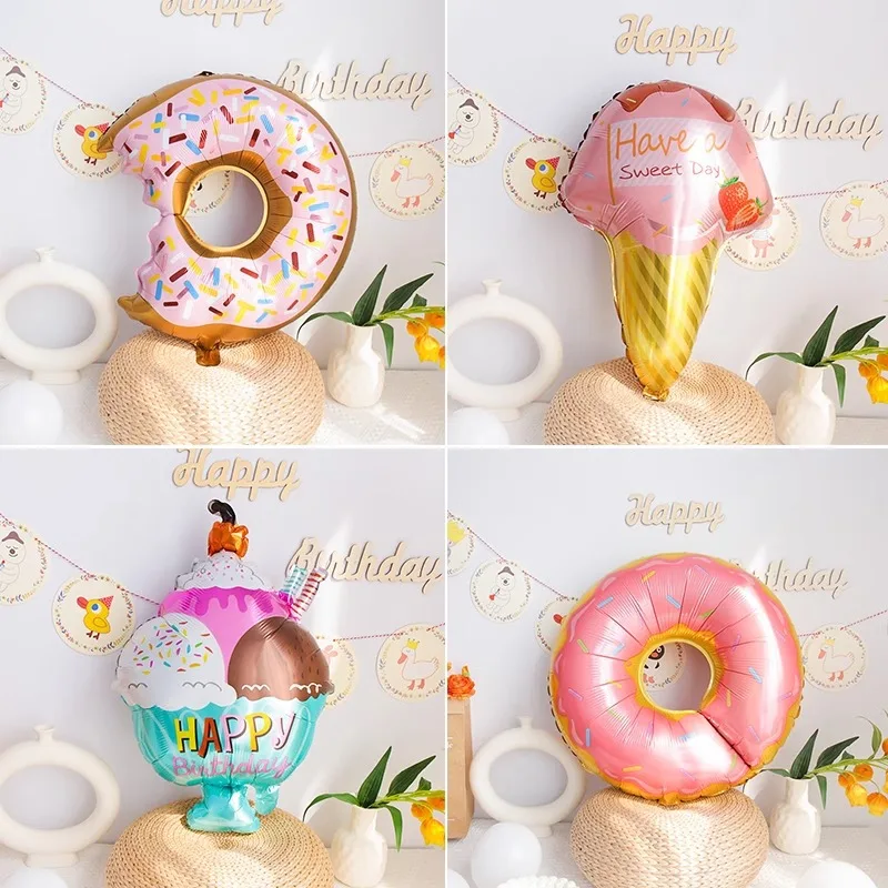 

Fruit Shaped Balloons Watermelon Donut Cake Ice Cream for Kids Birthday Party Decorations Dessert shape Balloons