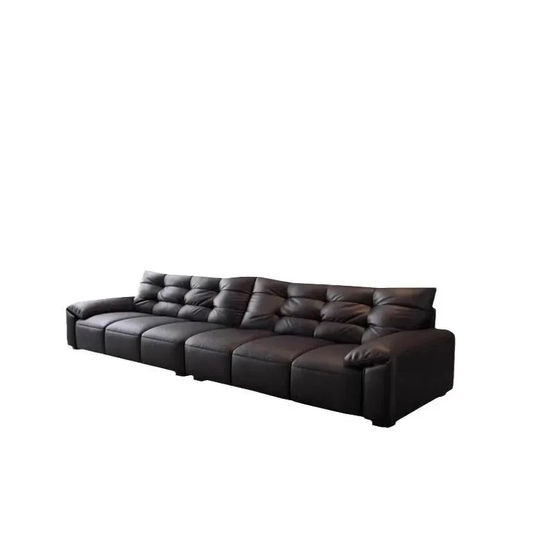 

Italian style sofa simple modern living room small apartment straight row light luxury leather furniture