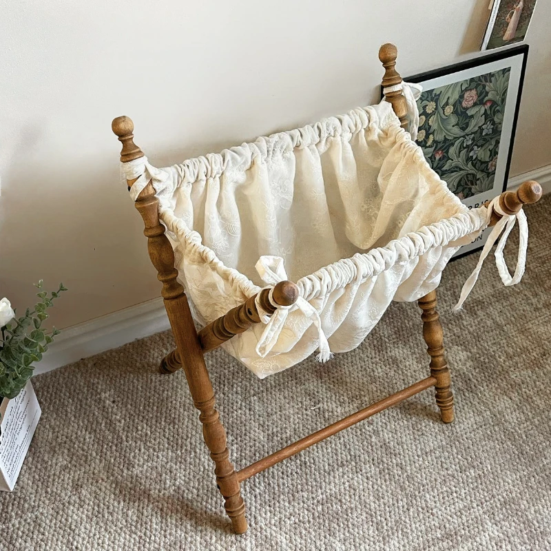 Wood X-Frame Laundry Hamper, Folding Large Wooden Baskets , Sorter for Blankets Clothes Pillows Towels Pet Cat Dog Photo Props