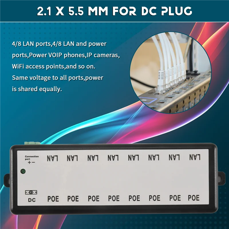 

B16C-8 Ports Poe Injector Poe Splitter For Cctv Network Poe Camera Power Over Ethernet Ieee802.3Af