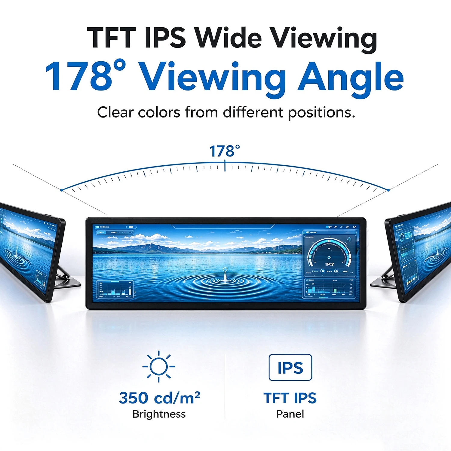 12.6 Inch Ultra-Wide IPS Touch Monitor 2560x666 Portable Second Screen 10-Point Touch Dual Speakers Type-C Mini HD Metal Shell