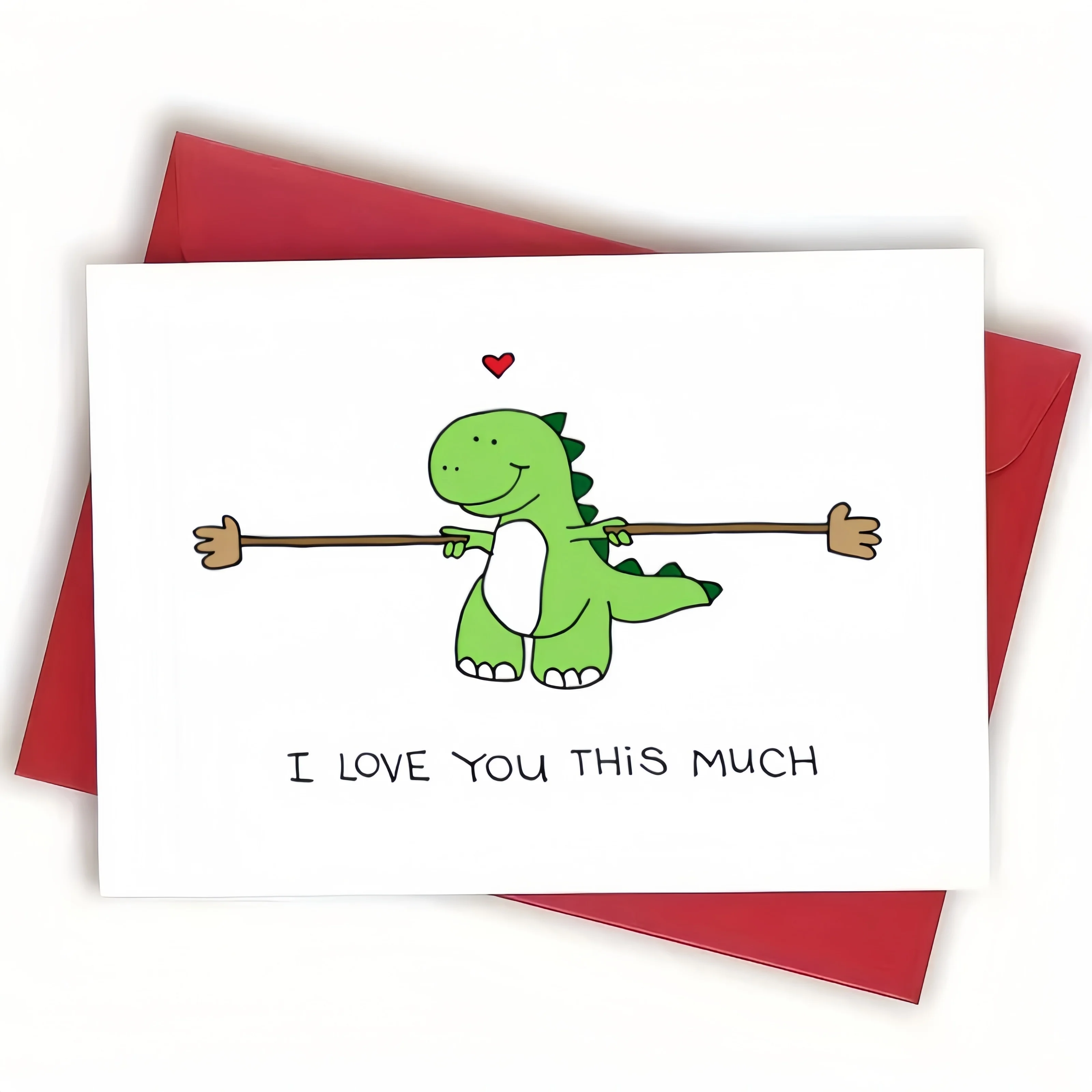 Dinosaur themed greeting card with envelope love letter 
