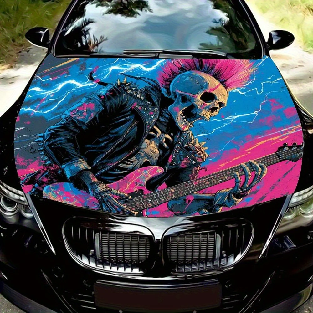 

Наклейка на капот автомобиля со скелетом в стиле гитары в стиле хип-хоп — прочный и прочный ПВХ, 3D-эффект, мгновенный фокус и внимание, легко наносится и снимается, подходит для большинства
