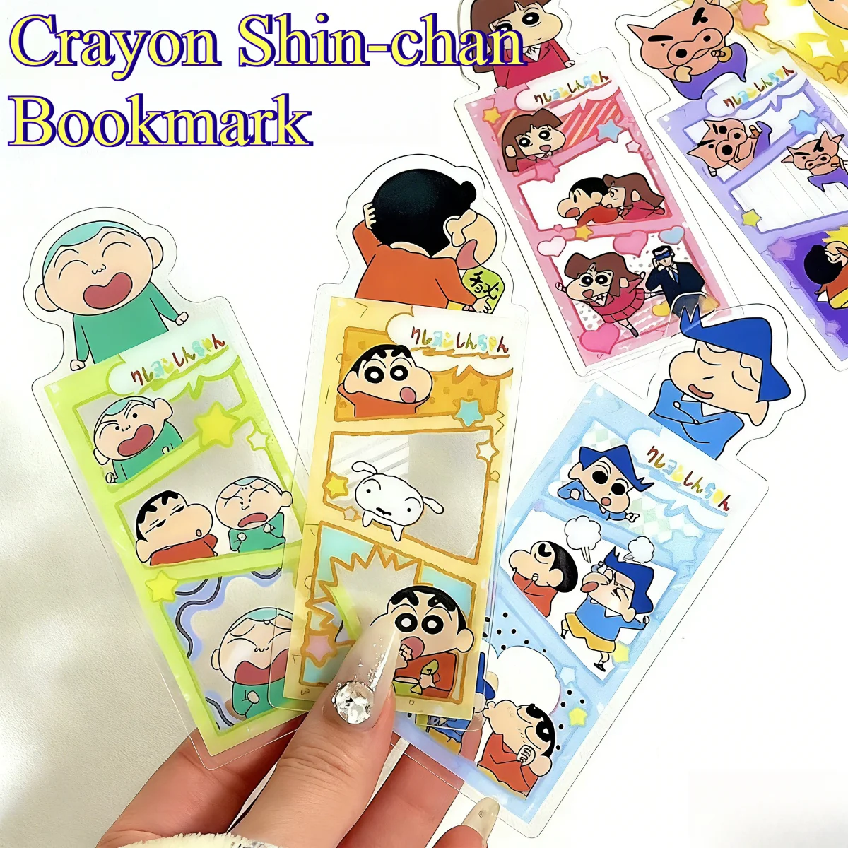 1/6/12 PCS New Crayon Shin-chan Anime Figures Cartoon Acrylic Bookmarks Office School Supplies Student Cute Bookmark 2026 Toy