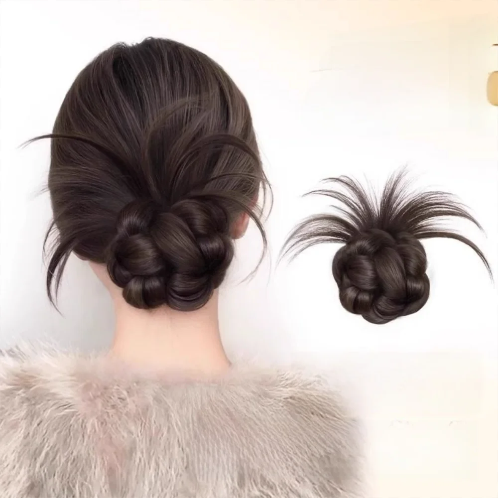 

Fashion Synthetic Hair Bun Claw Clip Natural Black Fluffy Wig Hair Clip Brown Hairpiece Women