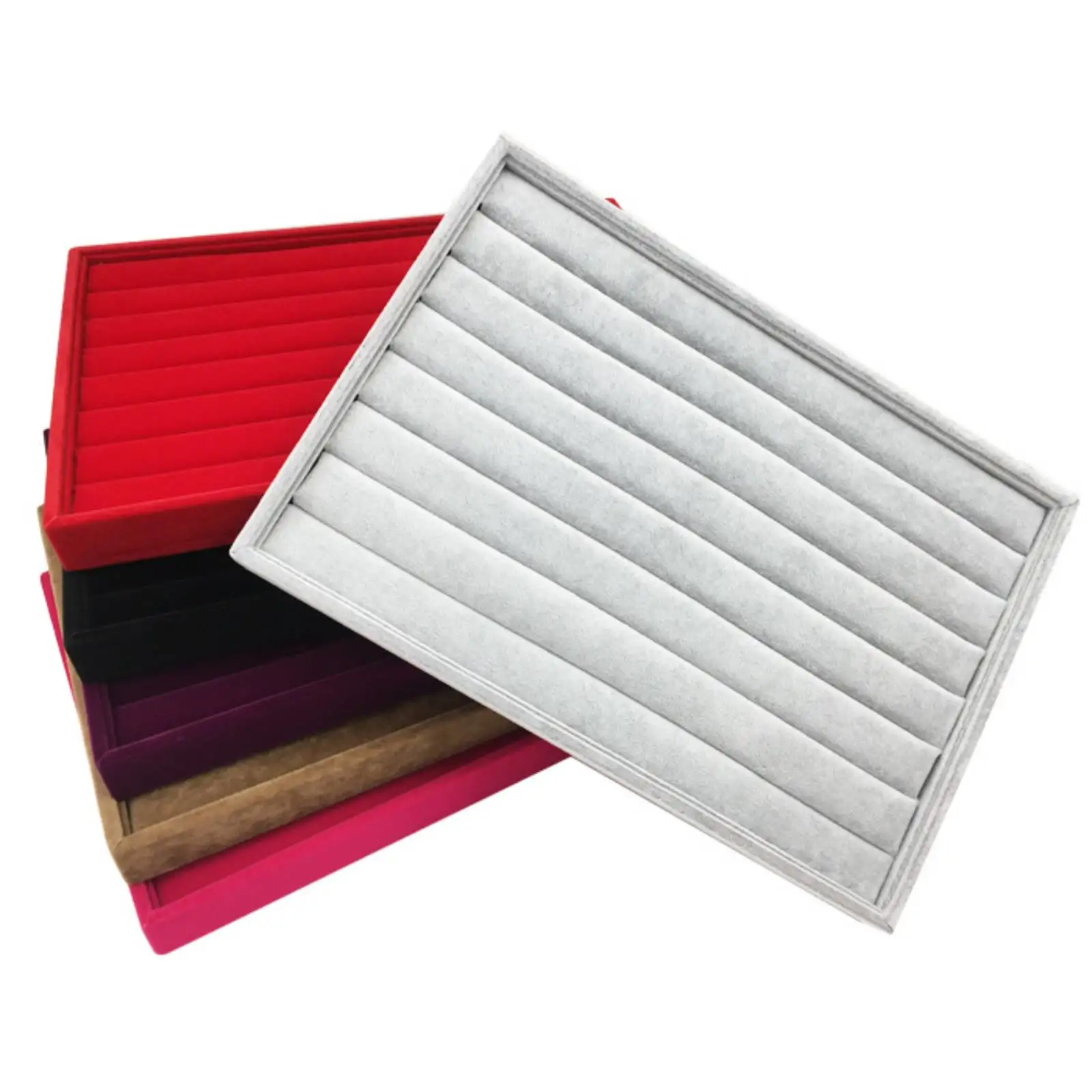 100 فتحات حلقة مخملية صينية العرض عرض المجوهرات المنظم حامل صينية القرط صندوق تخزين المنظمون عرض #2