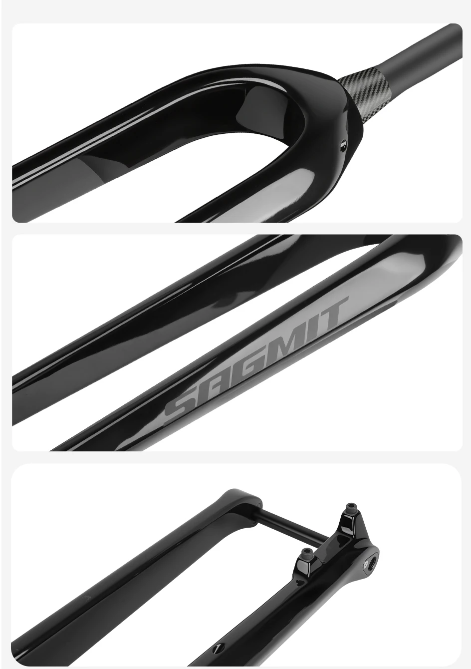 SAGMIT T800 Carbon MTB Starrgabel 29 Zoll x 3,0'' Breite Reifen Ultraleicht BOOST 15x110mm Konisch 39,6mm Fahrradteil – Detail 14