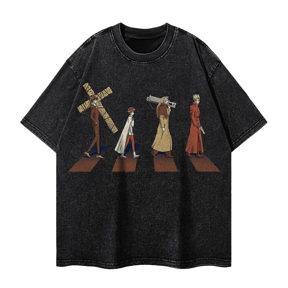 

Men's Summer Trendy Loose Half Sleeve T-shirt Ins Super Hot Anime Trendy Brand Printed Heavy Duty Washed T-shirt