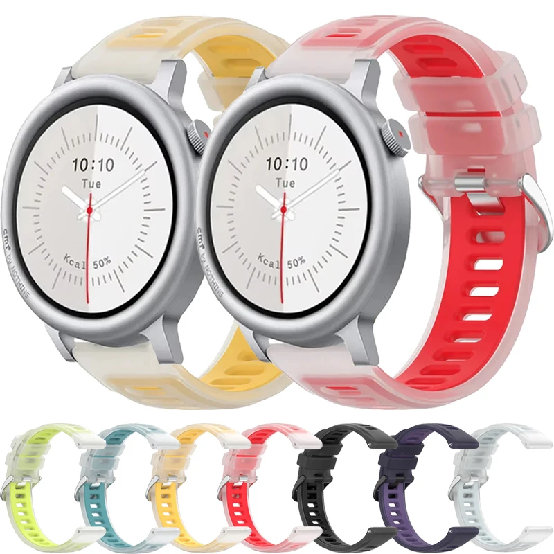 20mm 22mm Two-Tone Silicone Strap For CMF Watch 3-2-1 Pro Jelly Color Bracelet For Oneplus Watch 4-3-2-Lite/OPPO Watch S-X3-X2-X