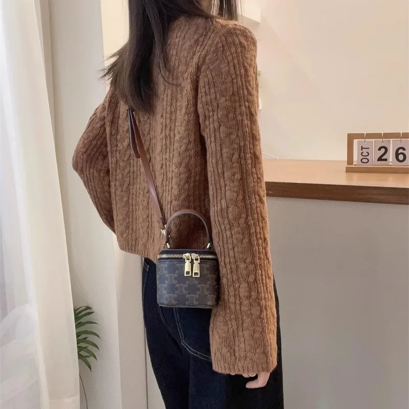 Solid Sweater Pullovers Women Autumn Chic Korean Fashion Lazy Style Loose Cozy Streetwear Simple All-match Minimalist Attractive