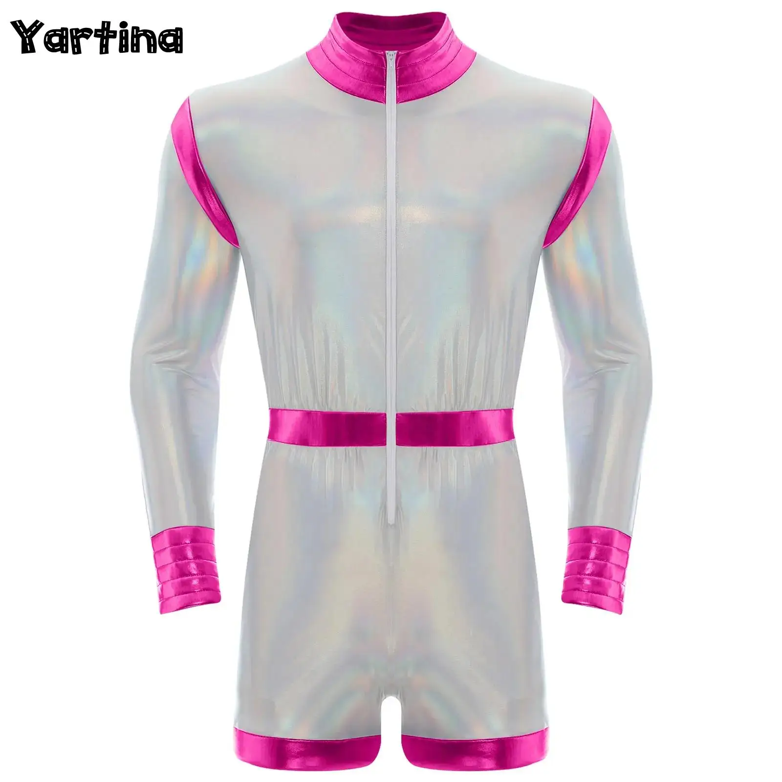 

Mens Halloween Alien Space Cadet Themed Party Jumpsuit Zipper Astronaut Robot Bodysuit Cosplay Performance Carnival Costume