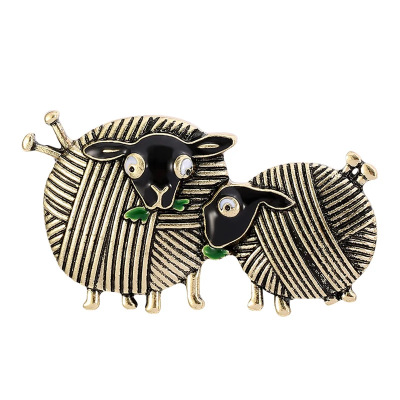 

New Fashion Vintage Ball Of Yarn Sheep Brooch Badge Animal Pins Enamel Jewelry for Women Brooch Shirt Coat Daily Party Gift