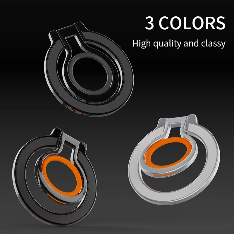 Magsafe Magnetic Phone Finger Ring Holder Rechargeable Adsorbed on Magnetic Sheet 360° Rotating Foldable for iPhone 15 Universal