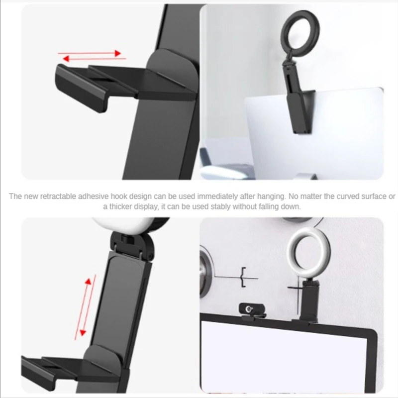 노트북 컴퓨터용 셀카 링 라이트, 데스크톱 링 램프, 비디오 회의 조명 키트, 삼각대, 전화 거치대 클립 온