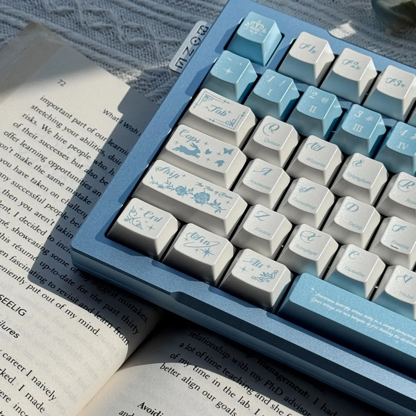 Blue White Pearl Metallic Keycaps Cherry Profile Butterfly Lovers Shimmer Keycap Set for Mechanical Keyboard Cherry MX Full Set