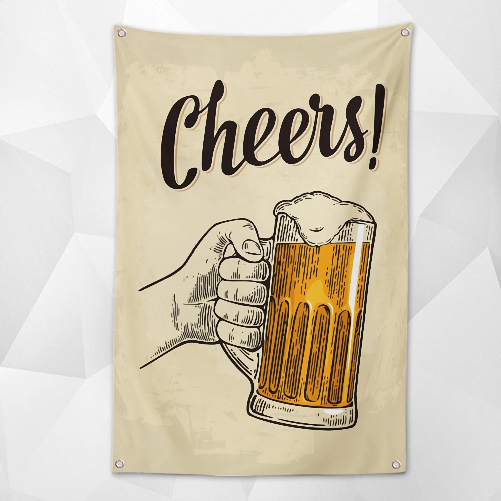 

Cheers & Beers Banner Wall Hanging Flag Canvas Painting Beer Festival Posters and Prints Bar Pub Club Man Cave Wall Decor Mural