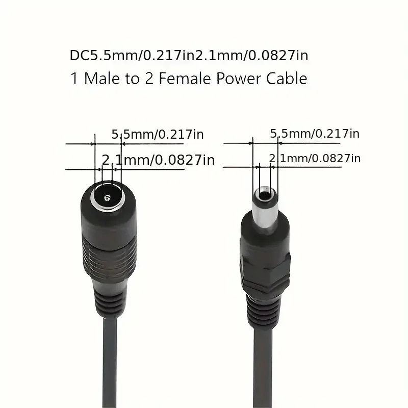 5.5 x 2.1mm 1 Female to 2 4 8 Male DC Power Splitter Plug Cable Adapter 12V For CCTV Home Security Camera Accessories DVR LED