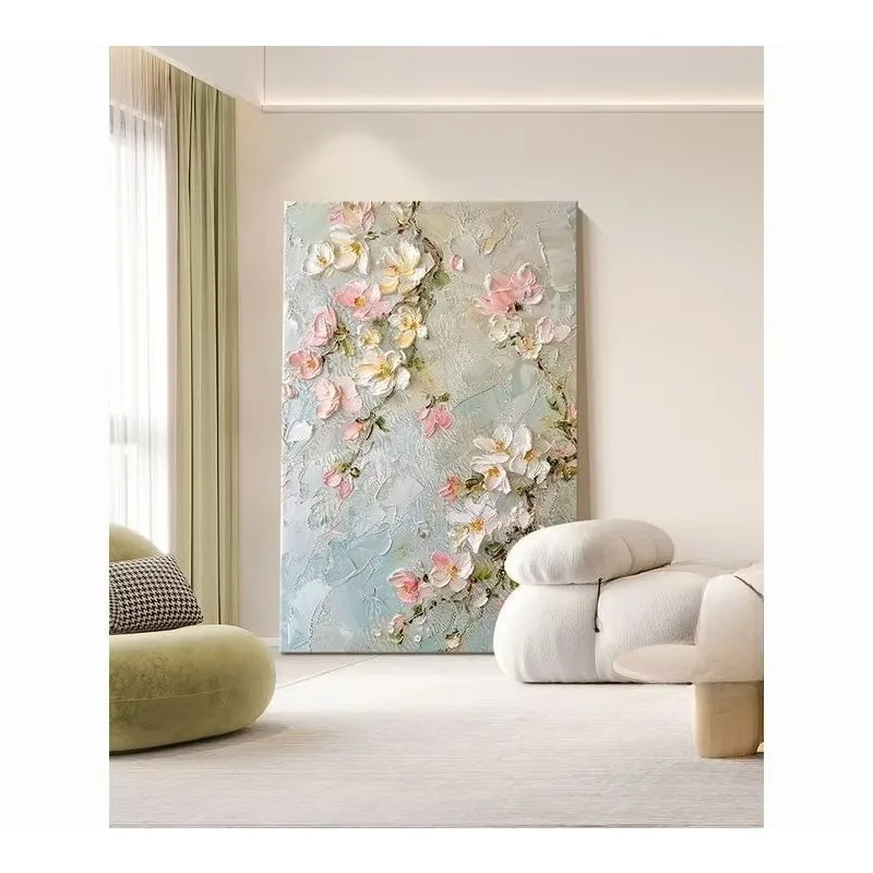 

Cream wind living room decorative painting sofa background wall large floor hanging