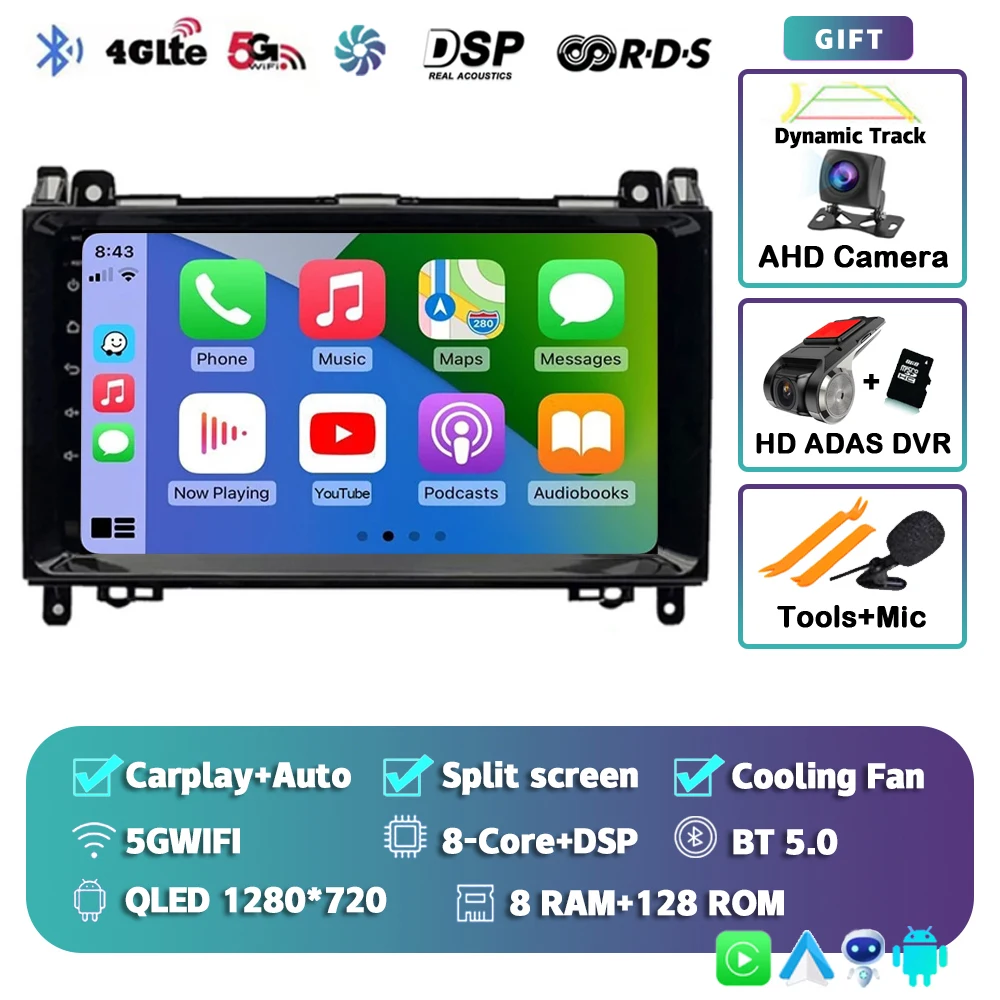 Android 15 Voor Benz Sprinter Volkswagen Crafter 2006-2016 2K QLED Android Autoradio Multimedia Video Player GPS stereo CarPlay