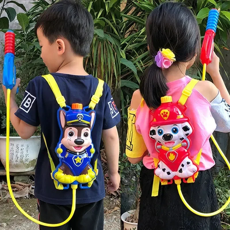 Pfote Patrouille Rucksack Wasser pistole Spielzeug im Freien Strand spielen interaktive Spielzeug ausziehbare Art Anime Figur Wasser pistole Junge