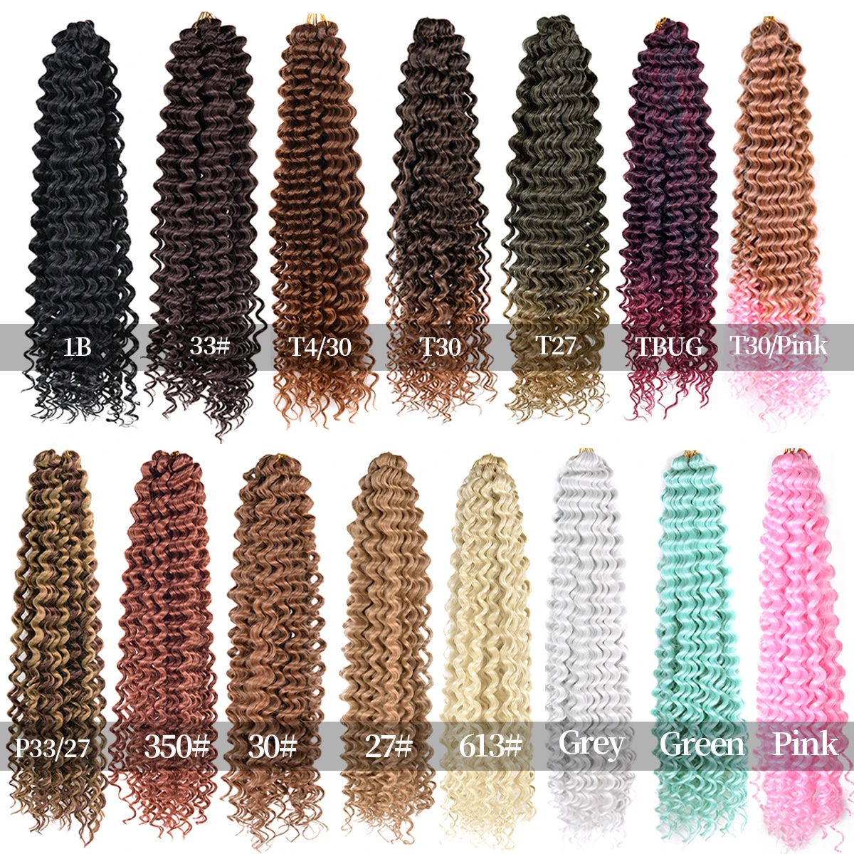 Estensioni dei capelli intrecciati a onde profonde sintetiche 24 pollici Ocean Wave Crochet Hair Ombre biondo ricci Water Wave Crochet Braid Hair