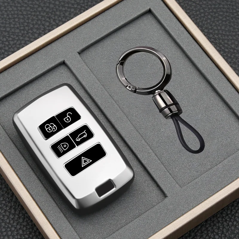 Titangrau für Land Rover Range Rover Evoque Discovery Sport Velar für Jaguar XE XF F E-Pace Autoschlüsseletui Abdeckung FOB BAGTPU