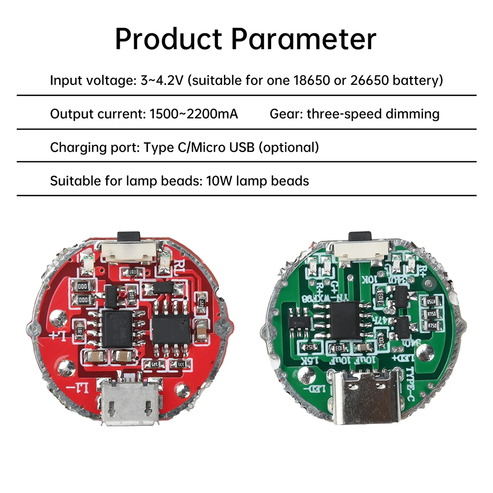 Scheda driver per torcia potente Circuito driver LED dimmerabile a tre velocità per scheda driver per torcia per torcia con perline da 10 W