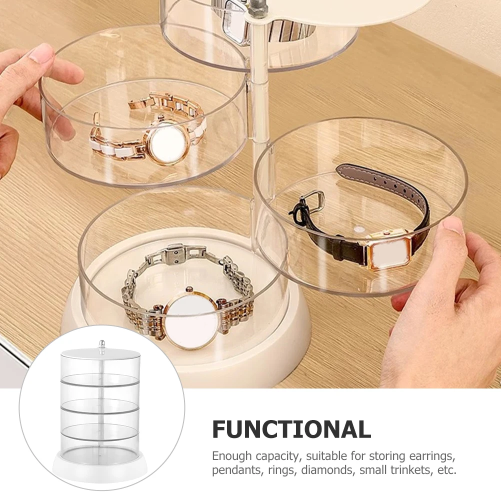 

4-Layer Rotatable Jewelry Storage Box Multi-Layer Earrings Rings Bracelet Organizer Case Display Trinket Container For Home