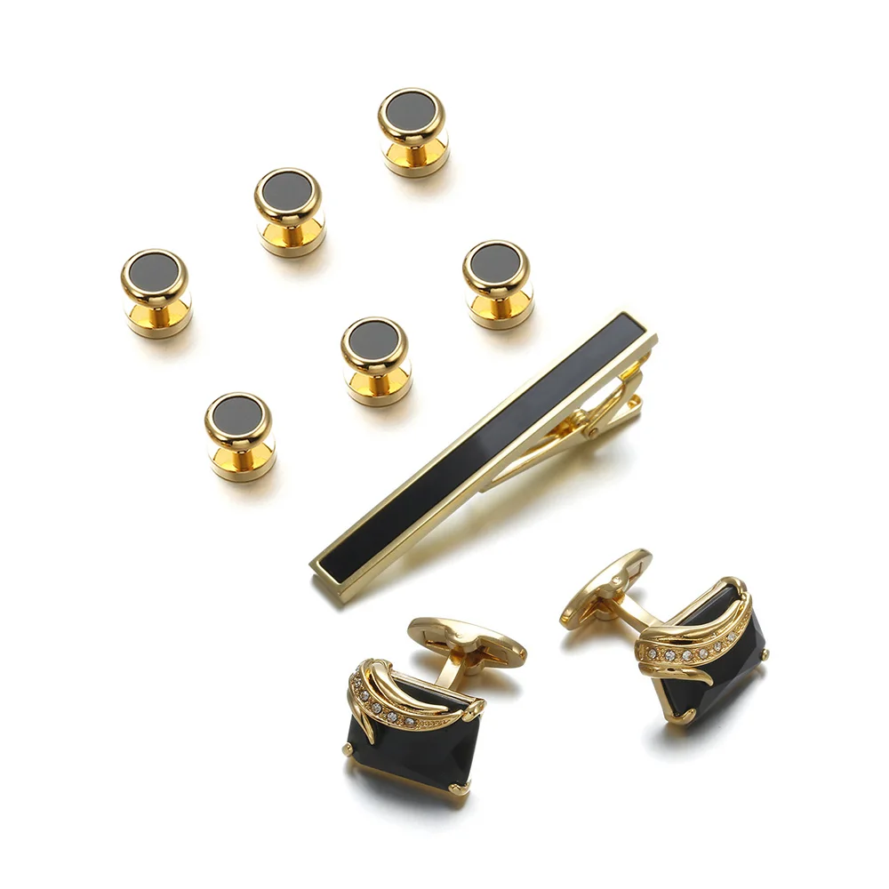 VAGULA Luxury Cufflinks Tie Clip Collar Stud 9 PCS Set Spinki Tuxedo Gemelos 41