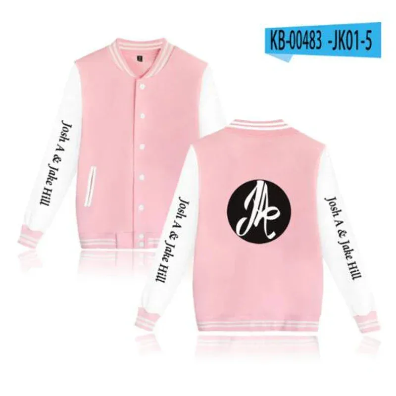 Josh A & Jake Hill Zip Up Baseball Uniform Men's Jackets Streetwear Hip Hop Hoodie Harajuku Sweatshirt Casual Sportswear