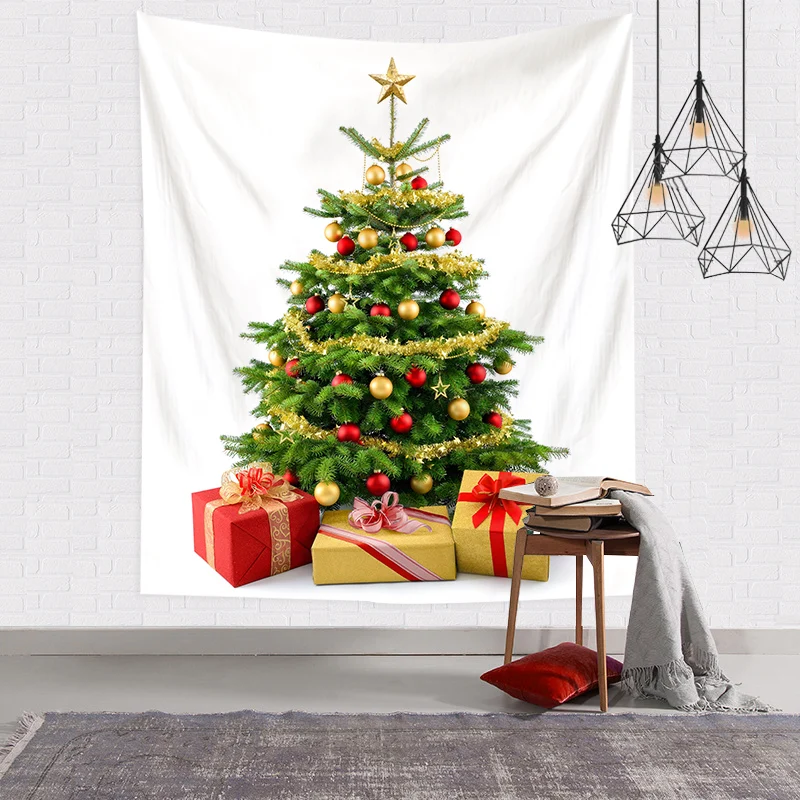 Christmas decoration  tree print pattern tapestry home living room  wall  background cloth 