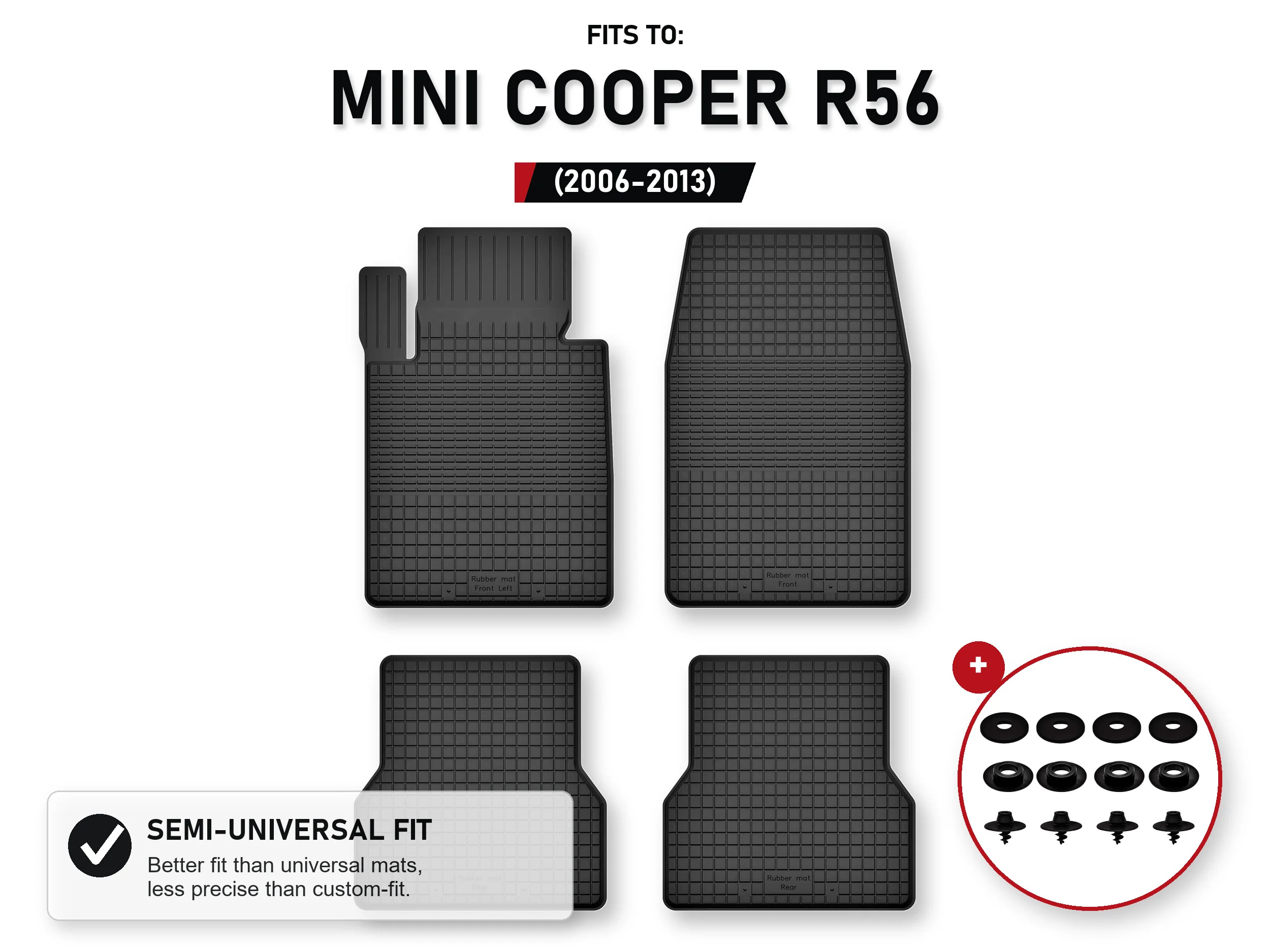 Automatten voor: Mini Cooper R56 2006-2013 Hatchback 4 stuks Ze Stoperami