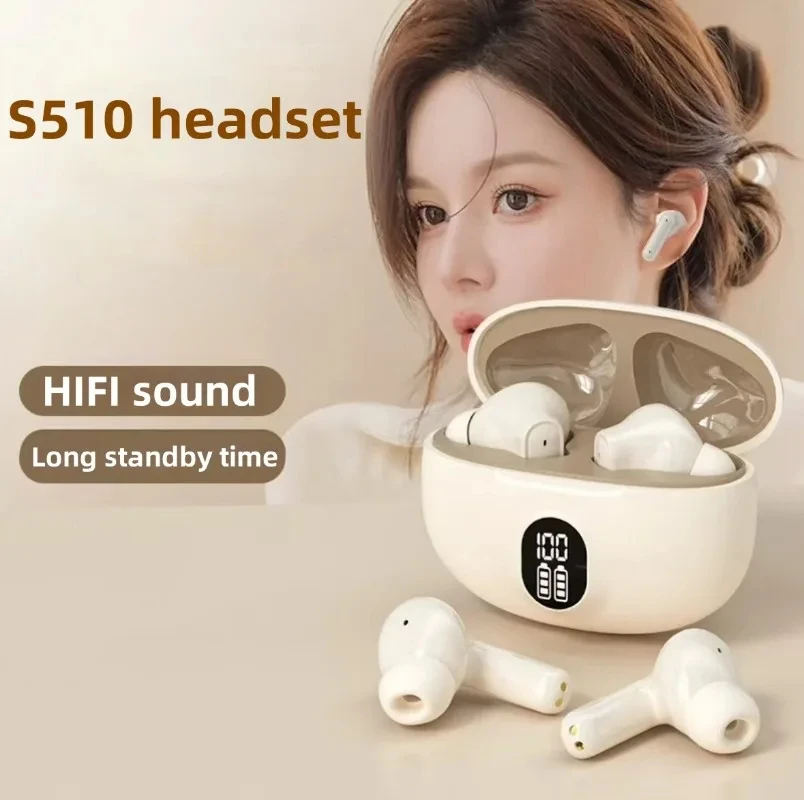 NEW S510 TWS Wireless Headphones LED Power Earphones Digital Display Headset Stereo Sound Bluetooth-compatible for Xiaomi