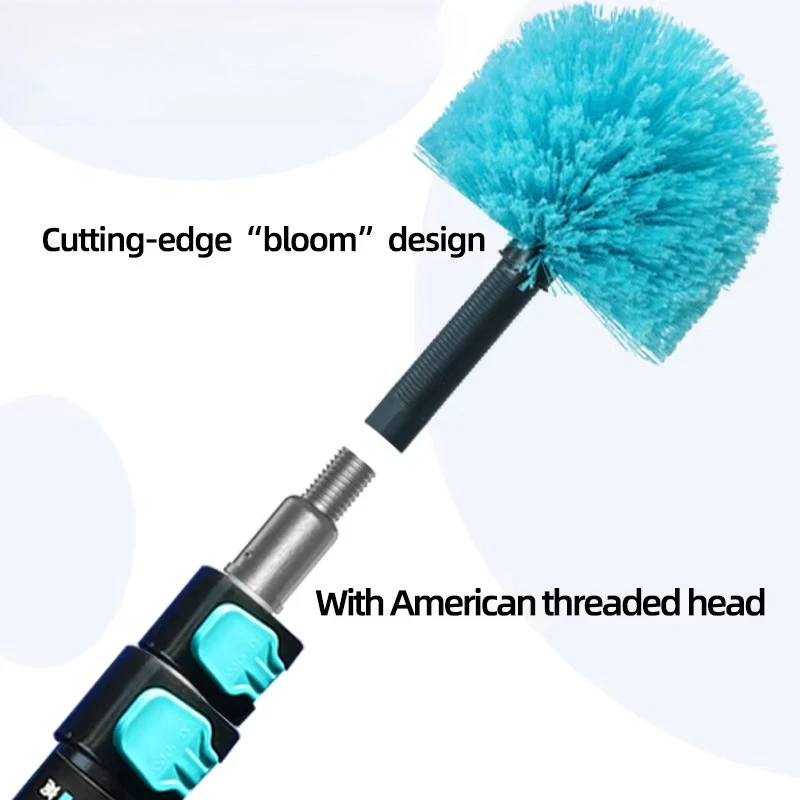 High Reach Spider Web Duster Ceiling Broom Telescopic Aluminum Rod Spider Web Cleaner with Spider Web Brush Metal Material
