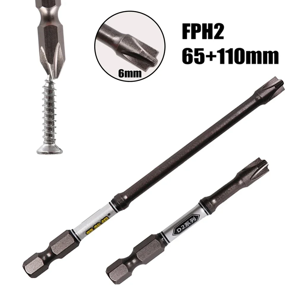 1/2pcs 65mm 110mm Magnetic Special Slotted Cross Screwdriver Bit Impact Batch Head Hardness Screwdriver Bit FPH2 Hand Tools