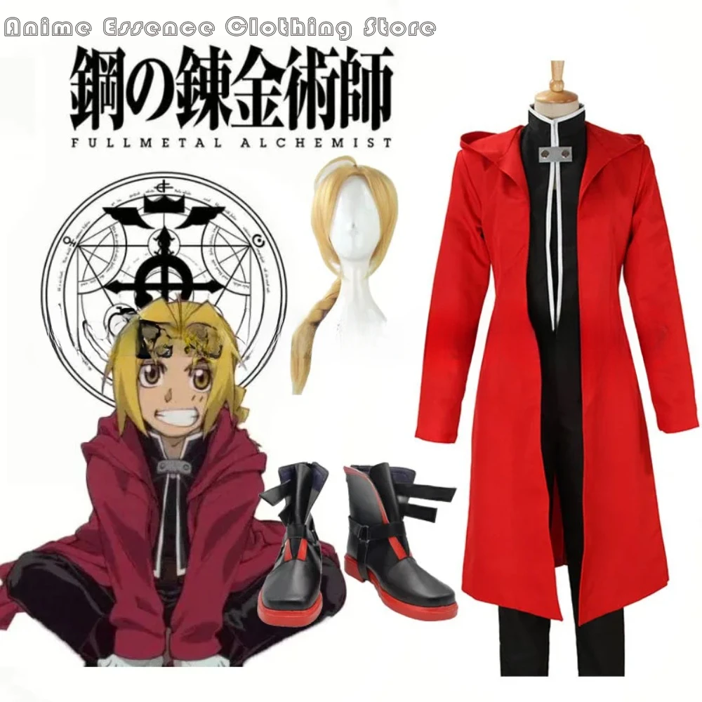 Anime Full Metal Alchemist Cosplay Costume Edward Elric Costume FullMetal Alchemist hooded coat Custom Made Halloween Cosplay