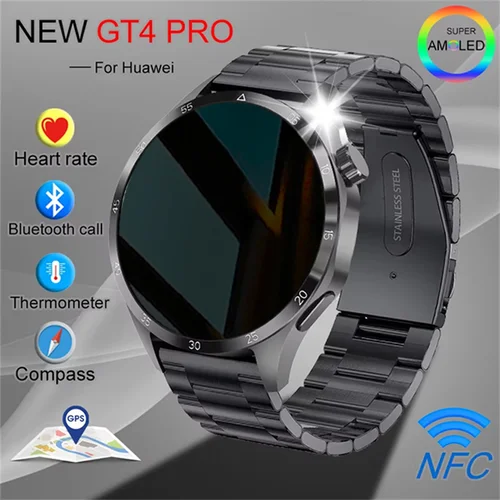 화웨이 샤오미 GT4 프로 스마트 워치 남성용 NFC GPS 추적기, AMOLED 360*360 HD 화면 심박수 블루투스 통화 스마트워치, 2024 신제품 