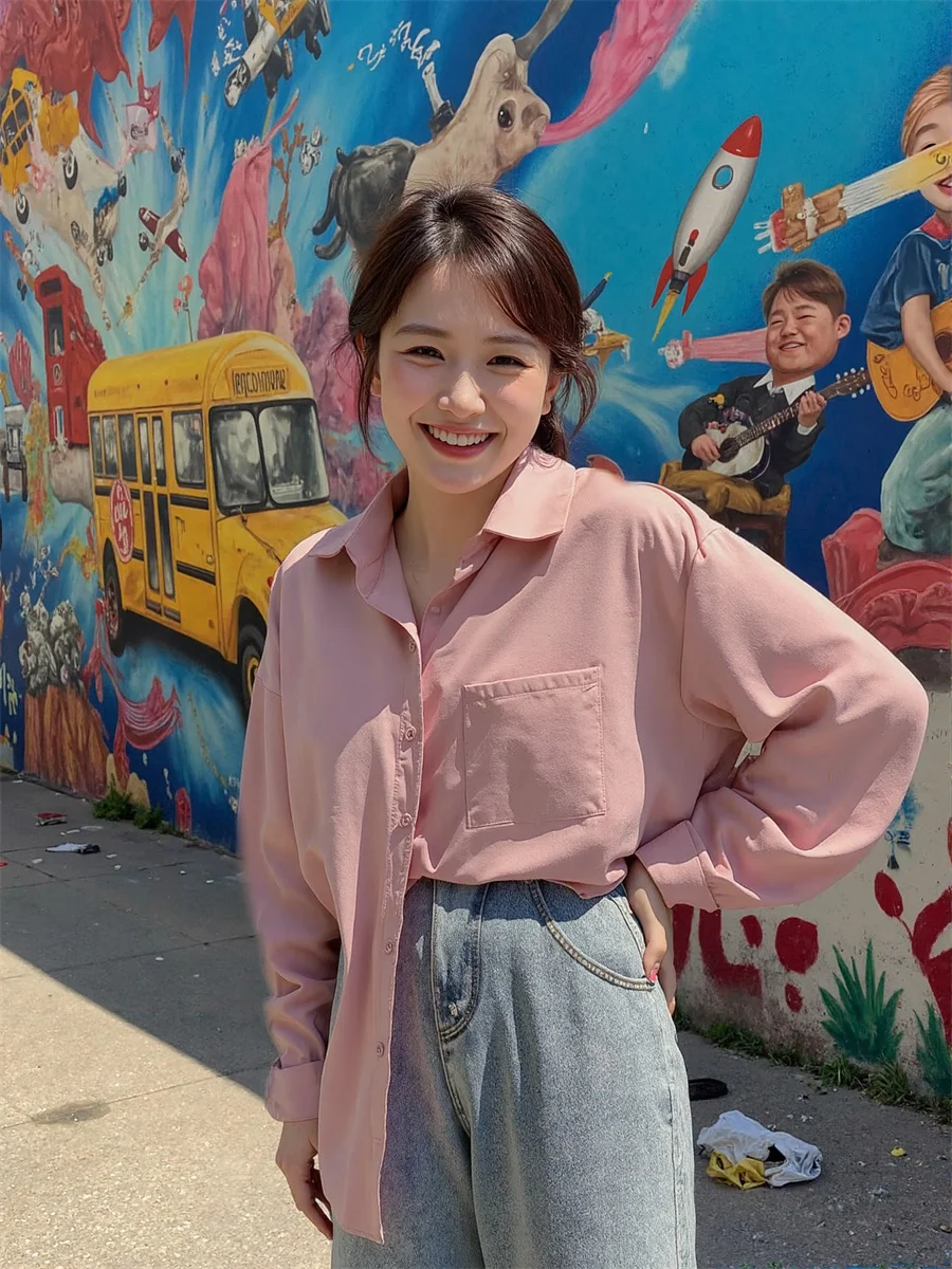 Prendas de abrigo de manga larga para mujer, camisas fruncidas de encaje con borde de hongo de árbol comestible, botón frontal Y2K, ropa de calle Vintage, moda dulce